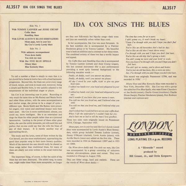 Ida Cox : Ida Cox Sings The Blues (10", Comp)