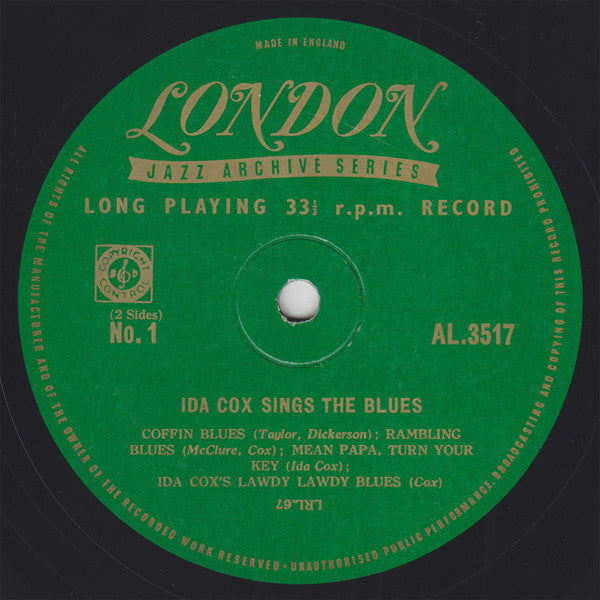 Ida Cox : Ida Cox Sings The Blues (10", Comp)