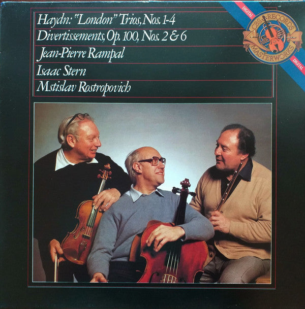 Franz Joseph Haydn*, Jean-Pierre Rampal, Isaac Stern, Mstislav Rostropovich : London Trio No. 1 to No. 4 / Divertissement No. 2, And No. 6 Op.100 (LP)