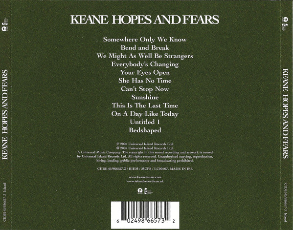 Keane : Hopes And Fears (CD, Album, S/Edition)