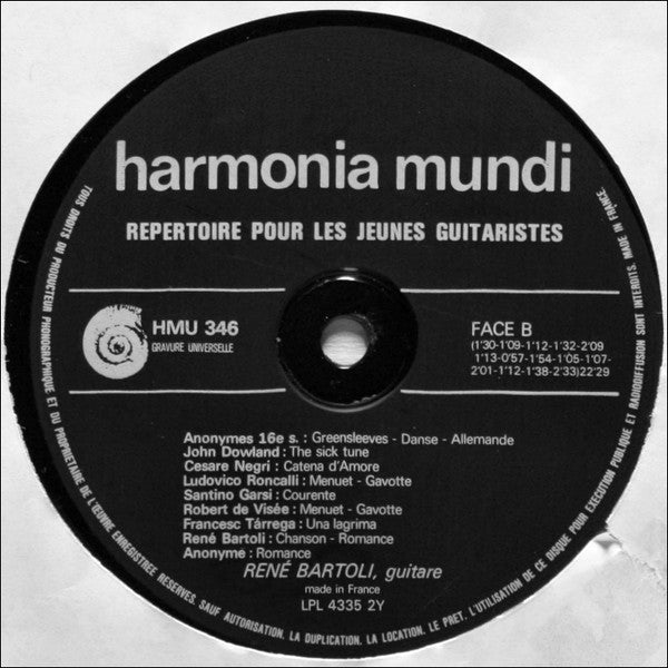 René Bartoli : Répertoire Pour Les Jeunes Guitaristes, Volume 1 (LP, Album)
