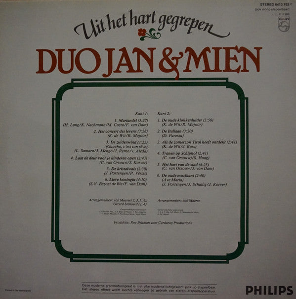 Duo Jan & Mien : Uit het Hart Gegrepen (LP, Album)