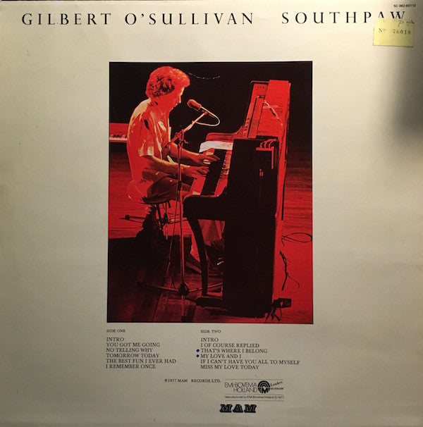 Gilbert O'Sullivan : Southpaw (LP, Album)