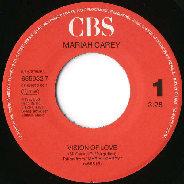 Mariah Carey : Vision Of Love (7", Single)