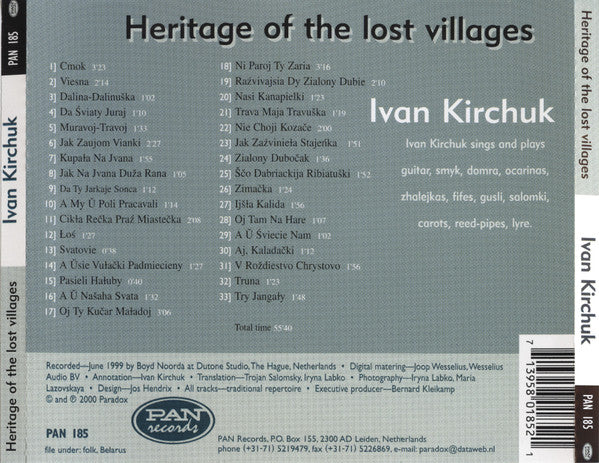 Ivan Kirchuk : Heritage Of The Lost Villages (CD, Album)