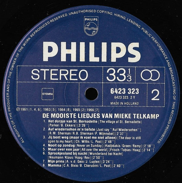 Mieke Telkamp : De Mooiste Liedjes Van Mieke Telkamp (LP, Comp)