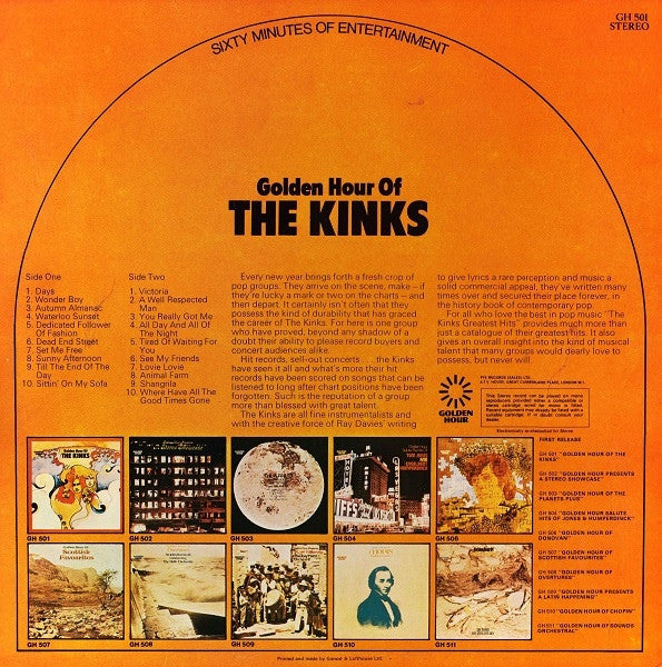 The Kinks : Golden Hour Of The Kinks (LP, Comp, Emb)