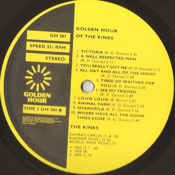 The Kinks : Golden Hour Of The Kinks (LP, Comp, Emb)