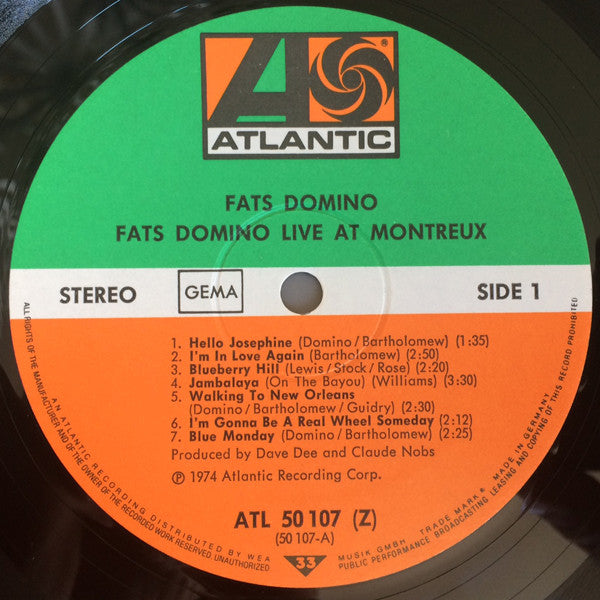 Fats Domino : 'Hello Josephine' Live At Montreux (LP, Album)