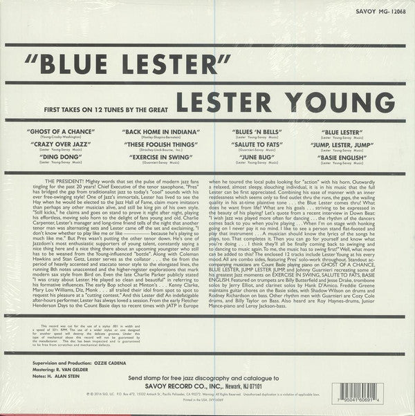 Lester Young : Blue Lester (LP, Comp, Ltd, RE)