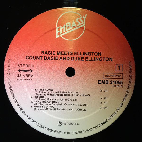 Count Basie And Duke Ellington : Basie Meets Ellington (LP, Album, RE)
