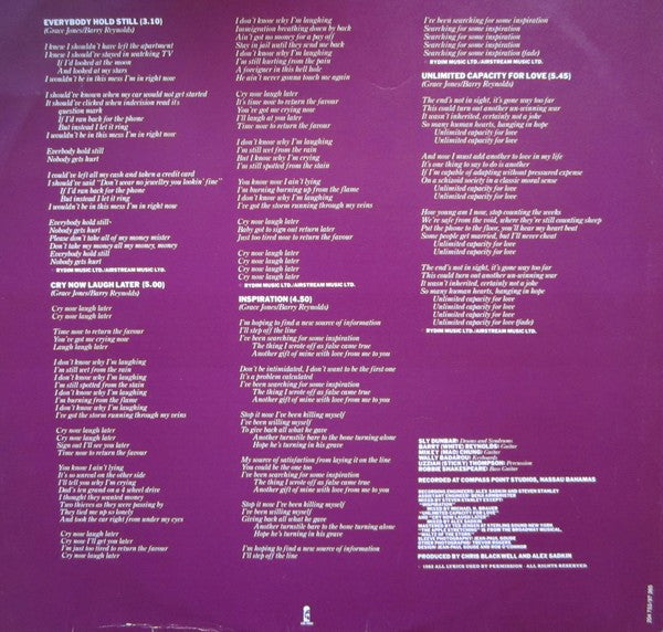 Grace Jones : Living My Life (LP, Album)