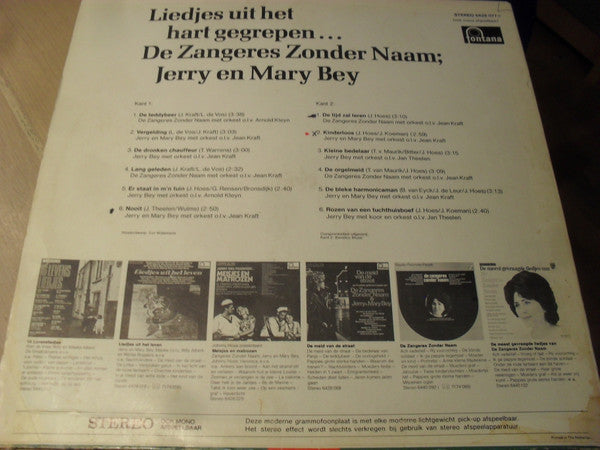 Zangeres Zonder Naam - Jerry En Mary Bey : Liedjes Uit Het Hart Gegrepen (LP, Comp, Mono)