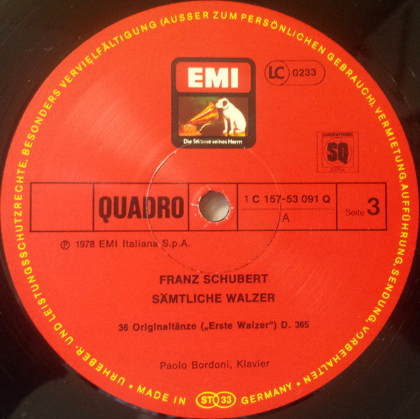 Franz Schubert - Paolo Bordoni : Sämtliche Walzer Für Klavier (LP, RE + 2xLP, Quad + Box, Comp)