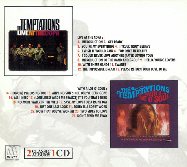 The Temptations : Live At The Copa & With A Lot O' Soul (CD, Album, Comp, RE, RM)