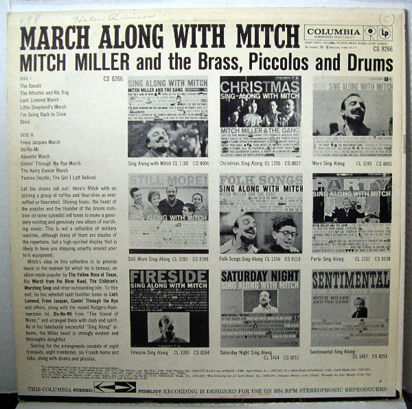 Mitch Miller And The Brass, Piccolos And Drums : March Along With Mitch (LP, Album)