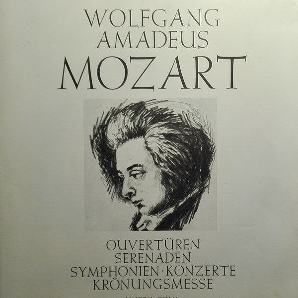 Various : Wolfgang Amadeus Mozart Ouverturen Serenaden Symphonien Konzerte Krönungsmesse Vesperae Solennes Met Laudate Dominum (5xLP, Comp, Box)