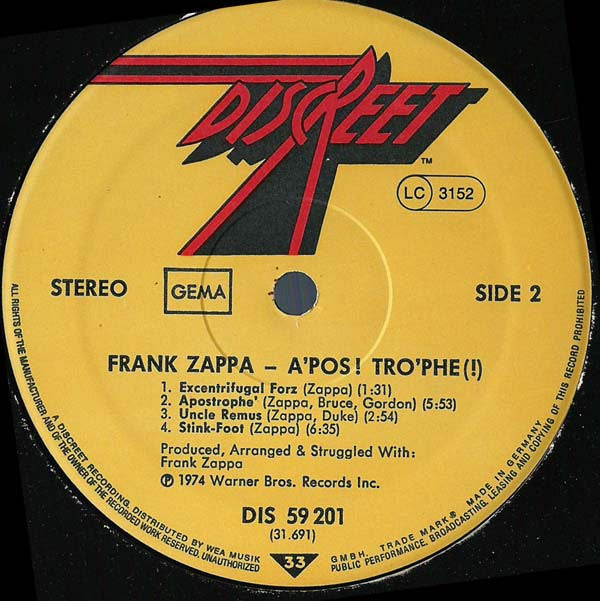 Frank Zappa - Apostrophe (') (LP Tweedehands) - Discords.nl