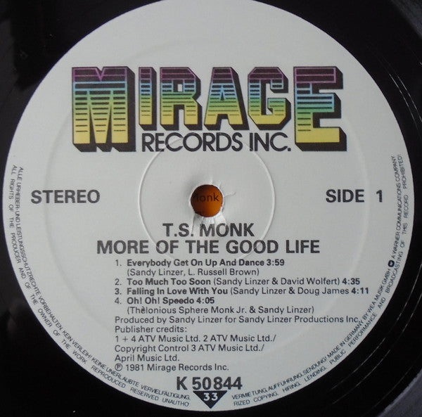 T.S. Monk : More Of The Good Life (LP, Album)