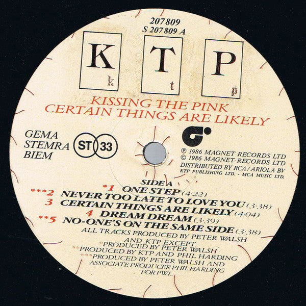 Kissing The Pink : Certain Things Are Likely (LP, Album)