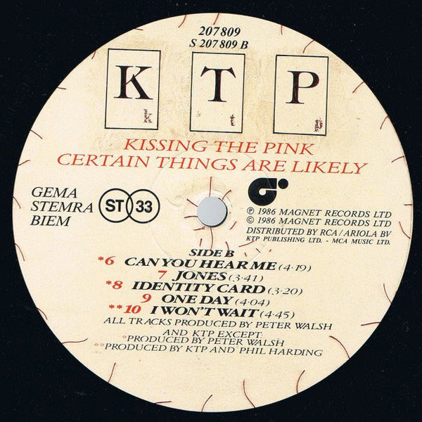 Kissing The Pink : Certain Things Are Likely (LP, Album)