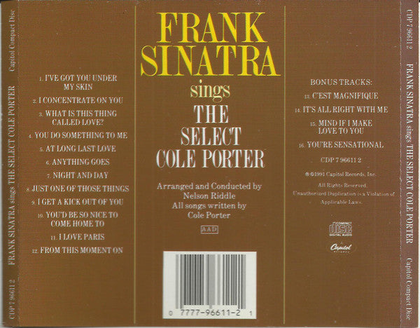 Frank Sinatra : Sings The Select Cole Porter (CD, Comp, RE)