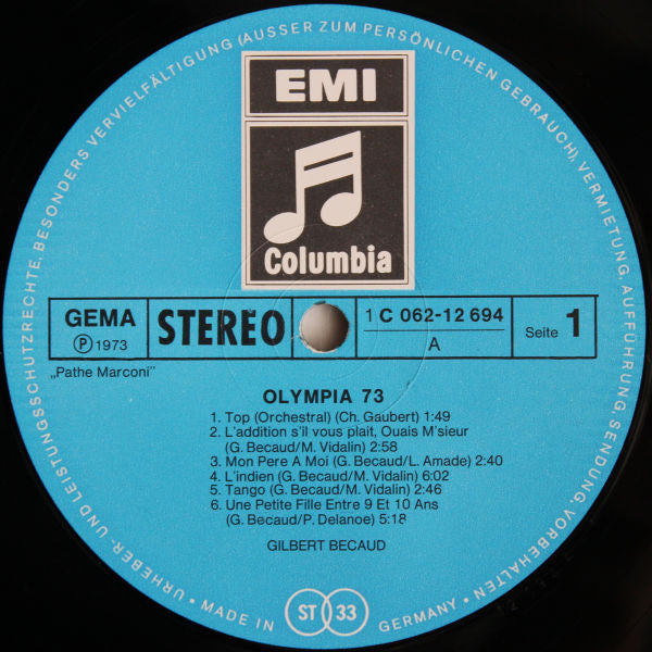 Becaud* : Olympia 73 - Enregistrement Public (LP, Album)