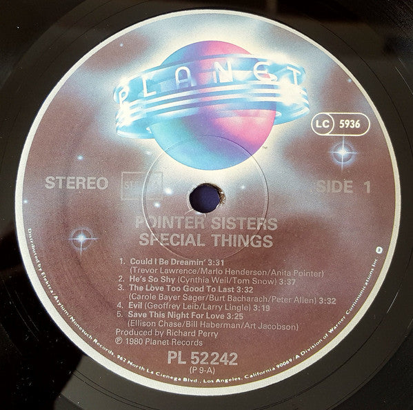 Pointer Sisters : Special Things (LP, Album)