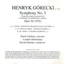 Henryk Górecki / Dawn Upshaw, London Sinfonietta, David Zinman : Symphony No. 3 (CD, Album)