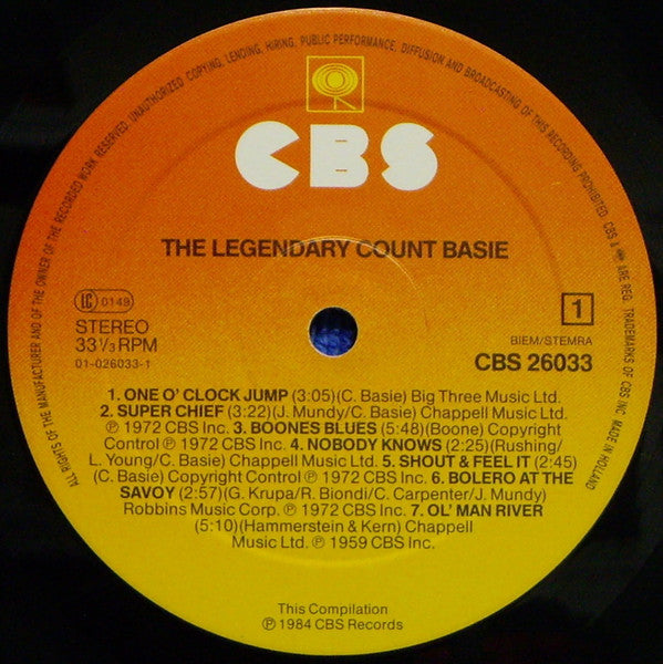 Count Basie : The Legendary Count Basie (LP, Comp)