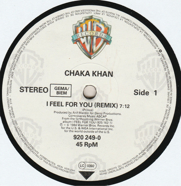 Chaka Khan : I Feel For You (12", Maxi)