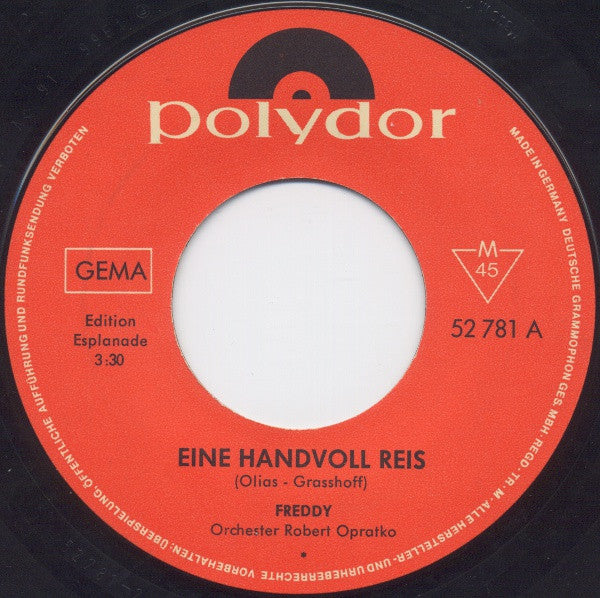 Freddy Quinn : Eine Handvoll Reis (7", Single, Mono)