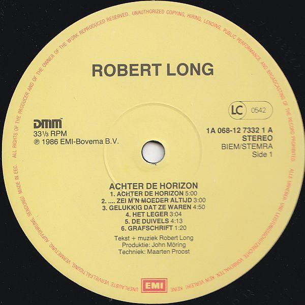 Robert Long : Achter De Horizon (LP, Album)