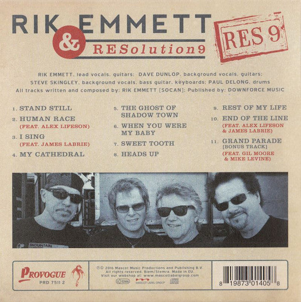 Rik Emmett & RESolution9 : RES 9 (CD, Album, Gat)