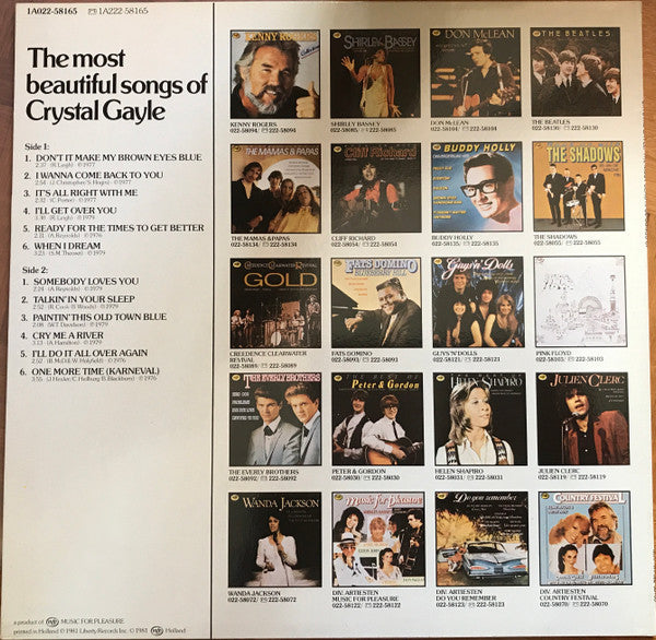 Crystal Gayle : The Most Beautiful Songs Of Crystal Gayle (LP, Comp)