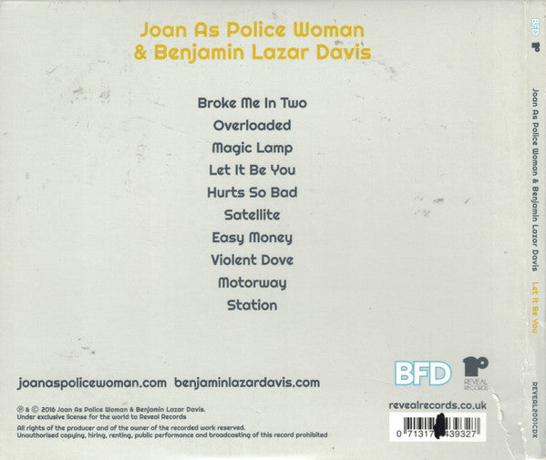 Joan As Police Woman & Benjamin Lazar Davis : Let It Be You (CD, Album)