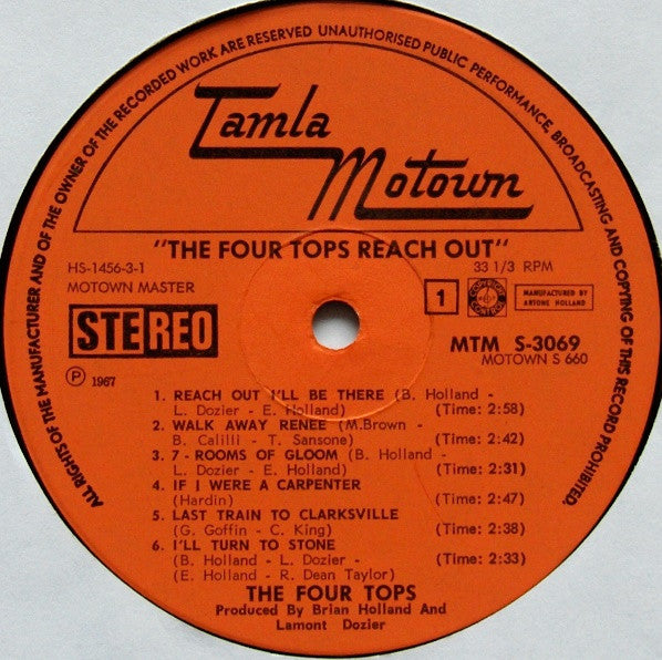 The Four Tops* : Four Tops Reach Out (LP, Album)