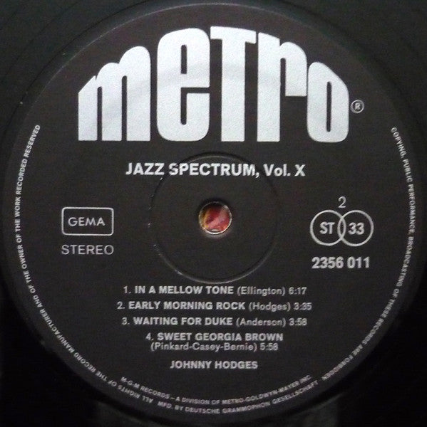 Johnny Hodges : Jazz Spectrum Vol. 10 (LP, Comp)