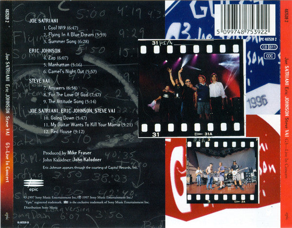 Joe Satriani, Eric Johnson (2), Steve Vai, G3 (6) : G3 - Live In Concert (CD, Album)