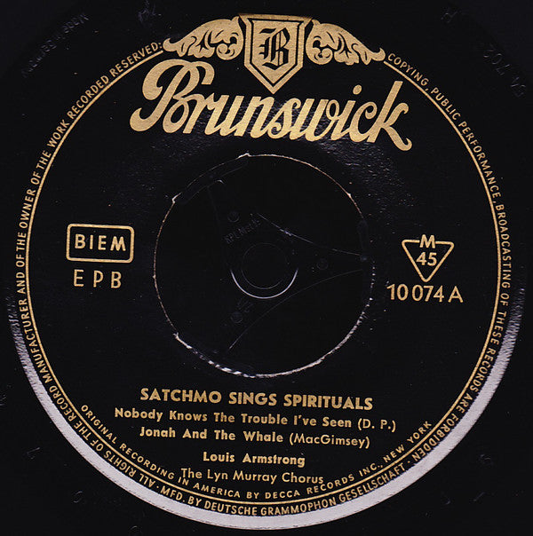 Louis Armstrong : Satchmo Sings Spirituals (7", Single)