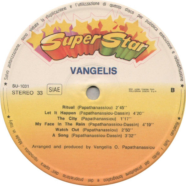 Vangelis : Vangelis (LP, Album, RE)