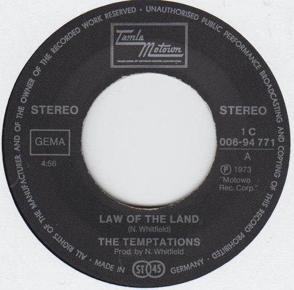 The Temptations : Law Of The Land (7", Single)