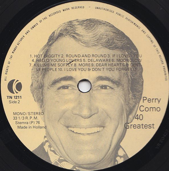 Perry Como : 40 Greatest (2xLP, Comp, Mono)