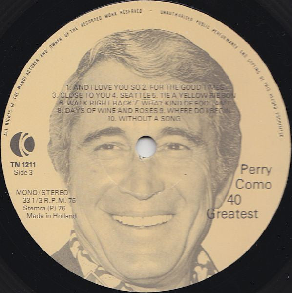 Perry Como : 40 Greatest (2xLP, Comp, Mono)