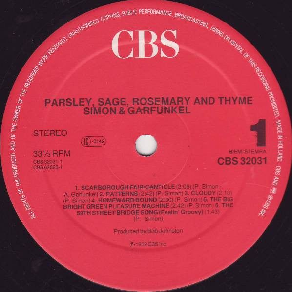 Simon And Garfunkel* : Parsley, Sage, Rosemary And Thyme (LP, Album, RE)