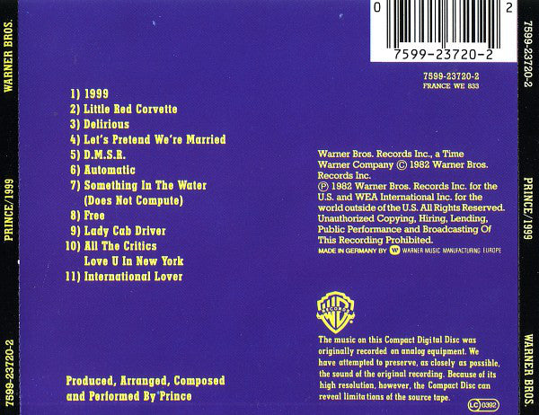 Prince : 1999 (CD, Album, RE)