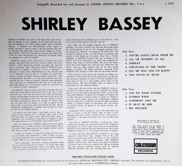 Shirley Bassey : Shirley Bassey (LP, Comp, RE)