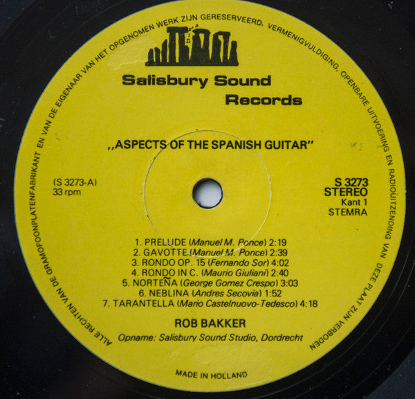 Rob Bakker (2) : Aspects Of The Spanish Guitar (LP)