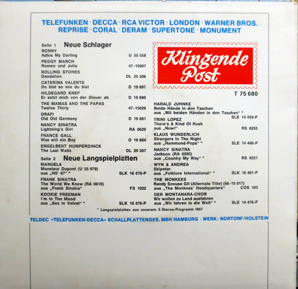 Various : Klingende Post II/1967 (7", Mixed, Promo, Smplr)