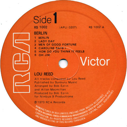 Lou Reed : Berlin (LP, Album, RE)